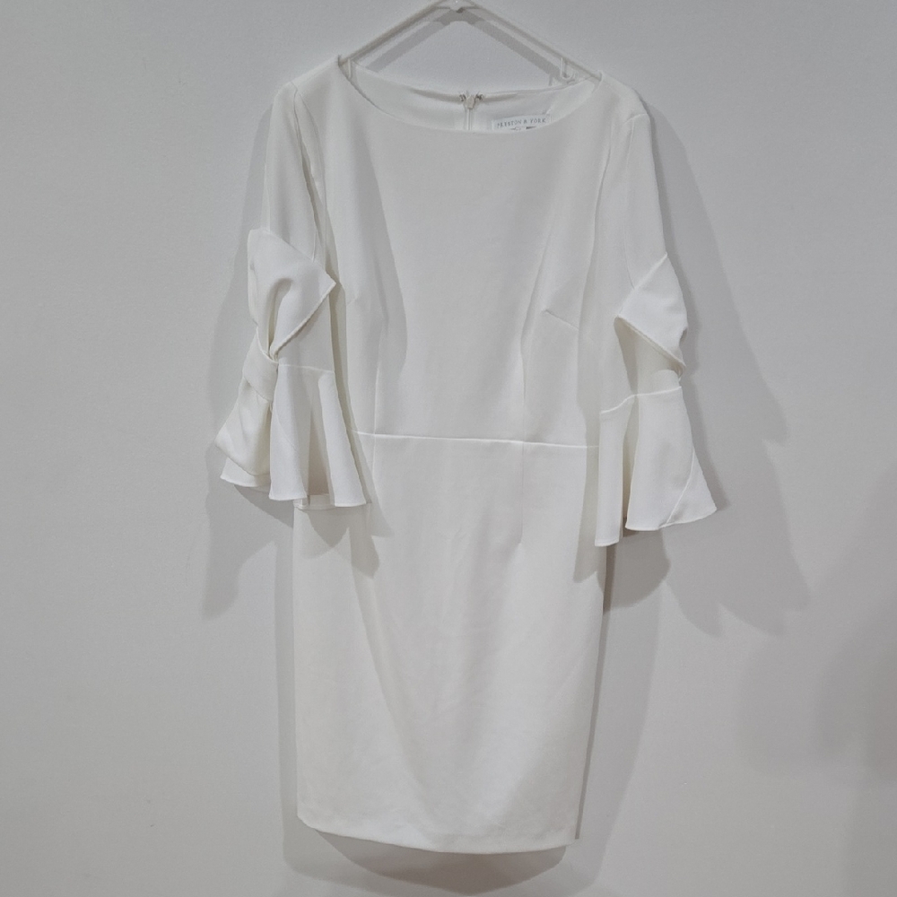 Preston & York Sz 8 Womens White Long Bell Sleeve Dress